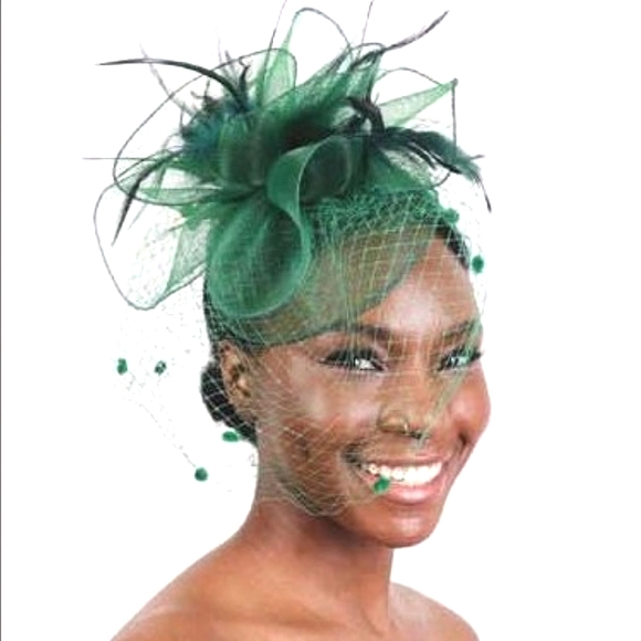 Gorgeous Green Fascinator Kentucky Derby, High Tea Church, Funeral Hat - Picture 2 of 4